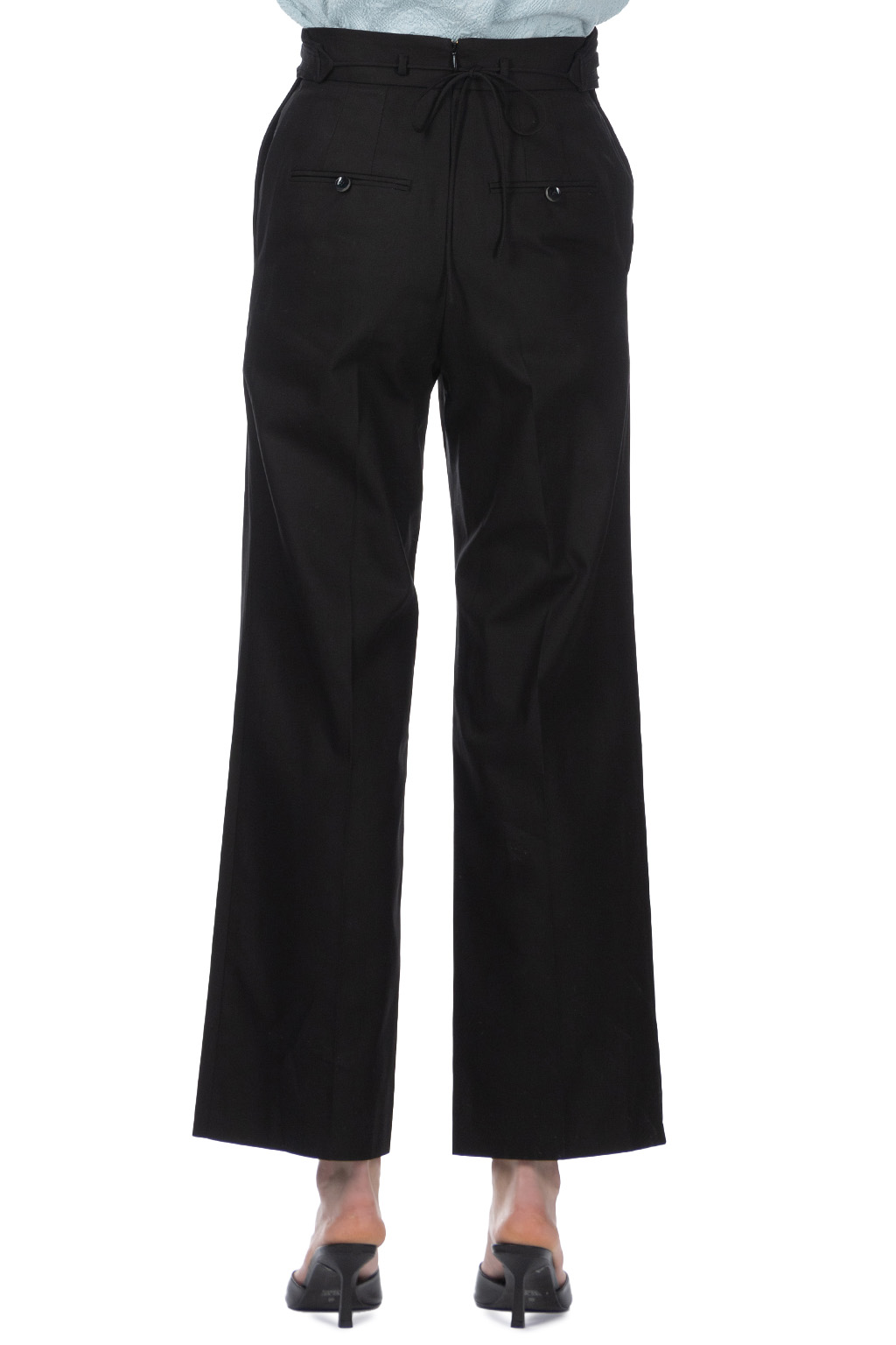 Mame Kurogouchi - Back String Cotton Flare Trousers - Black